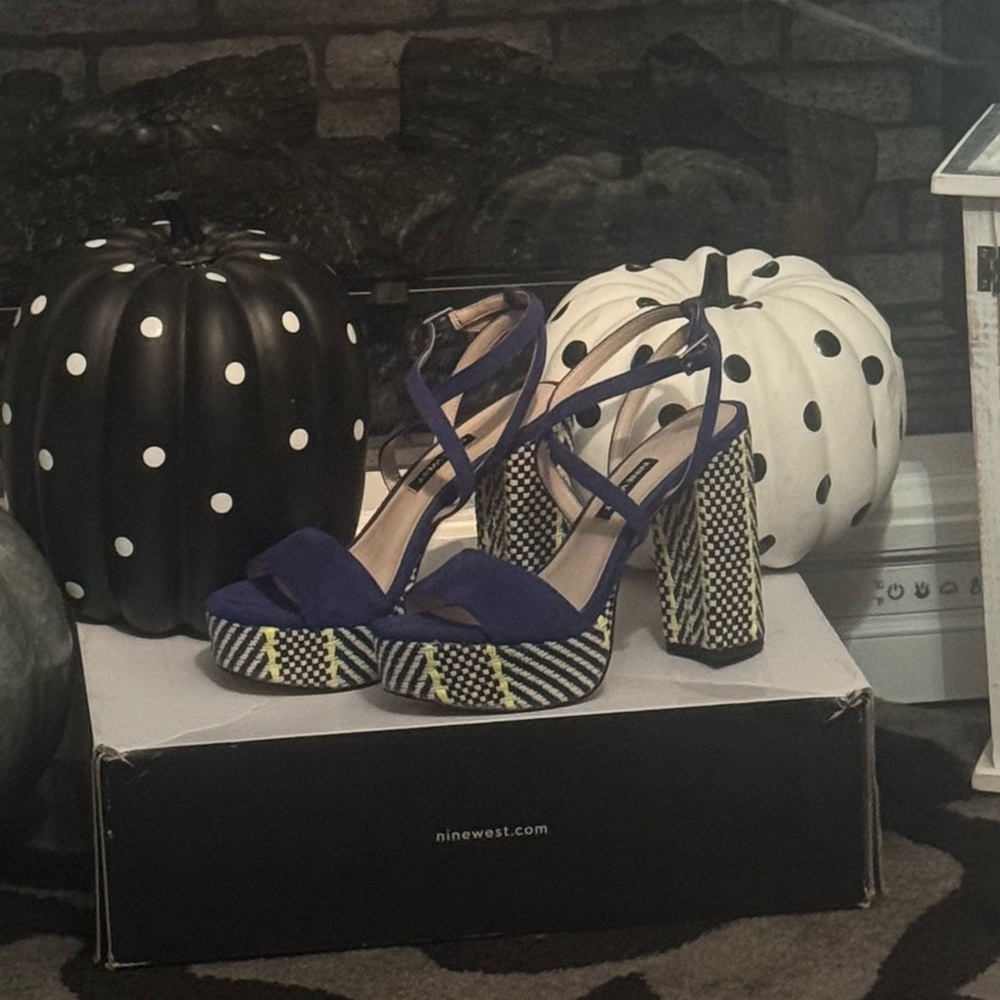 Nine West Vibrant Blue and Yellow Platform Sandals - Picture 3 of 3